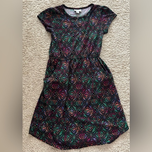 LuLaRoe Other - Girl‘s Lularoe Dress with Pockets sz 10 geometric print